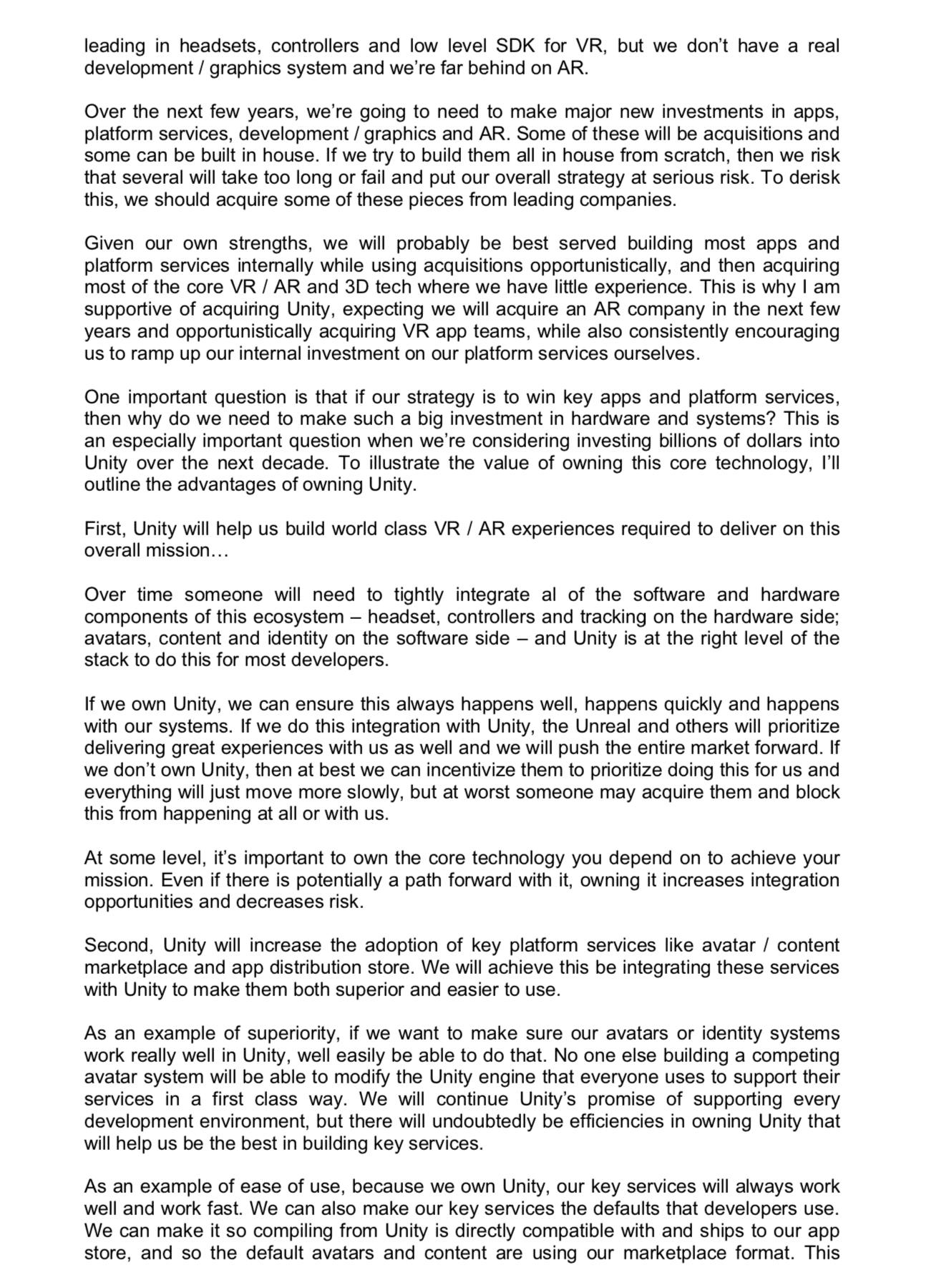 Screenshot 3 of Mark Zuckerberg's June 22, 2015 VR/AR strategy email.